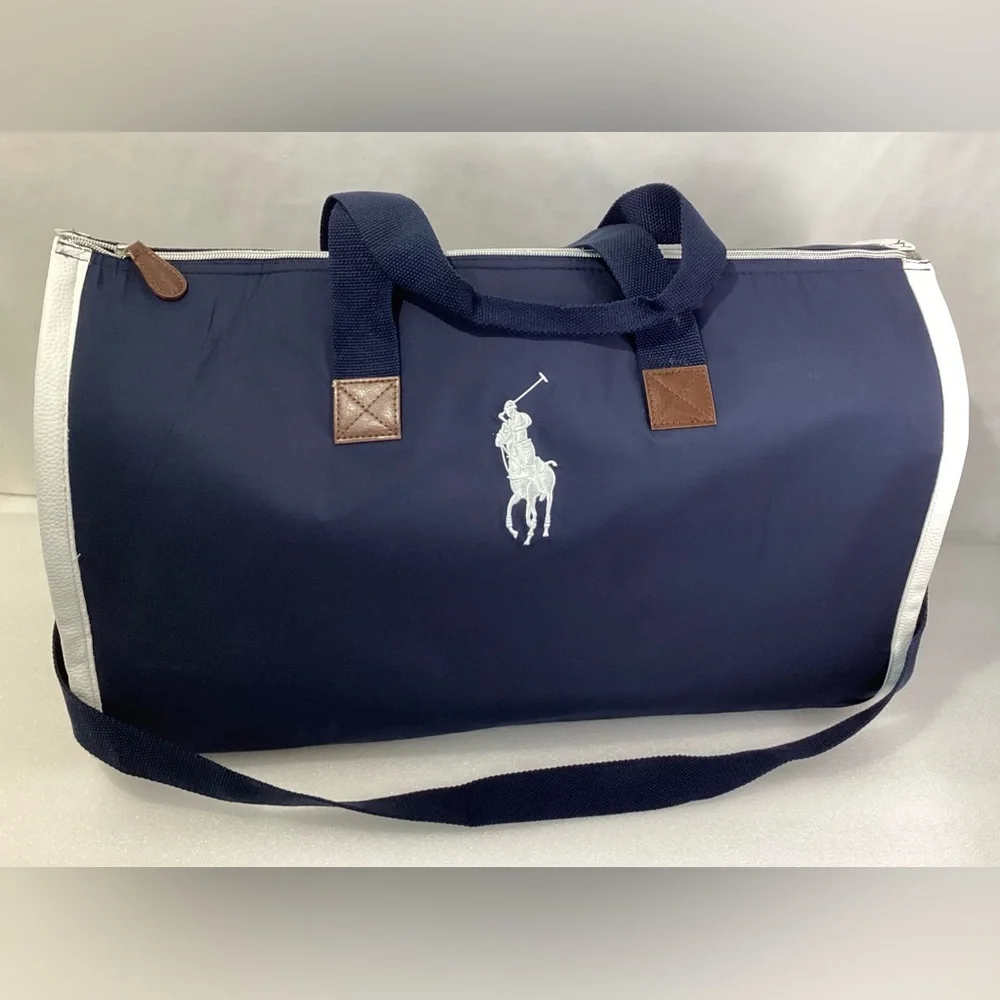 Polo Ralph Lauren Duffel Bag Garment Bag 2-in-1 Travel Suit Bag Blue w Logo